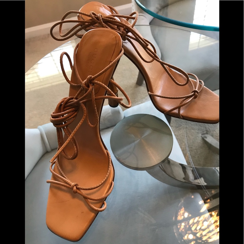 Authentic Gucci Wrap Around Bamboo Heels